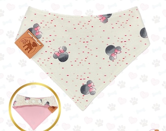 Disney Dog Bandana | Minnie Bow Print | Reversible Snap-On Scarf