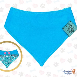 Blue Floral Dog bandana Dog Lover Gift Custom Dog Bandana Personalized Dog Gift Small Dog Accessories image 2