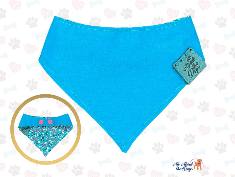 Blue Floral Dog bandana Dog Lover Gift Custom Dog Bandana Personalized Dog Gift Small Dog Accessories image 2