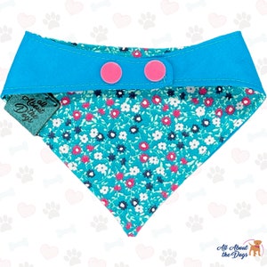 Blue Floral Dog bandana Dog Lover Gift Custom Dog Bandana Personalized Dog Gift Small Dog Accessories image 3