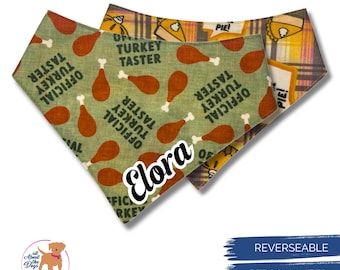 Bandana oficial para perros con diseño de pavo: regalo reversible y personalizado para mascotas