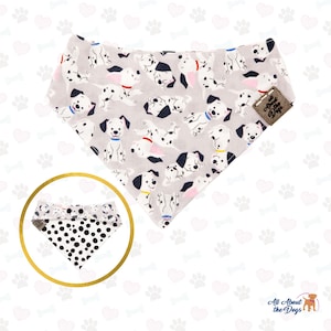 Black and White 101 Dalmatians Custom Dog Bandana, Reversible with Snaps and Best Gift for Dog Owners