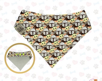 Accessoires pour chien Starwars, bandana pour chien Grogu avec fermoir pression personnalisé, cadeaux mandaloriens, bandana pour chat avec boutons-pression, bandana double face pour chien