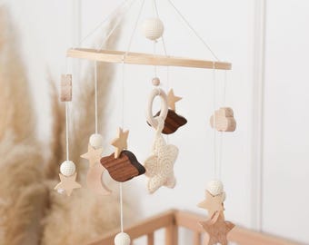 Wooden Baby Mobile by OkidoKids® - Eco-Friendly Sky-Themed - Nursery Decor & Soothing Crib Mobile for Newborns