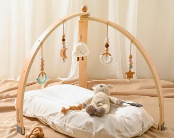 Play Gym with Hanging Toys - Baby Play Gym - Wooden Play Gym - Newbon Wooden Toy - Baby Gym Activity Center - OkidoKids™ - AU