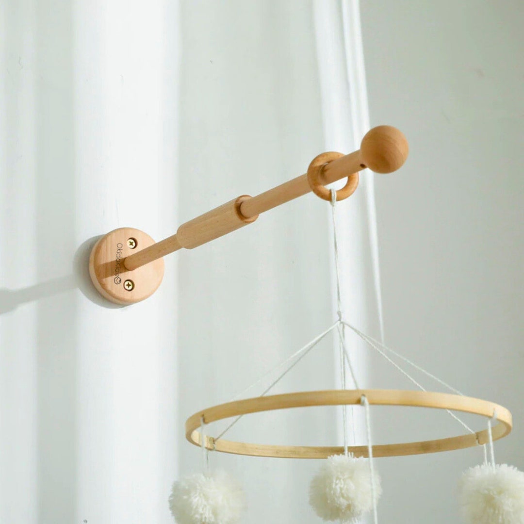 Wooden Baby Mobile Hanger Nursery Wall Decor 55cm 22 Inch Natural Wood