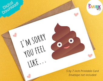 Funny Poop Emoji Get Well Card (PDF Download)