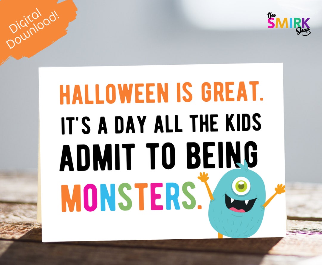 Printable Halloween Card, Funny Halloween Card, Halloween Card for ...