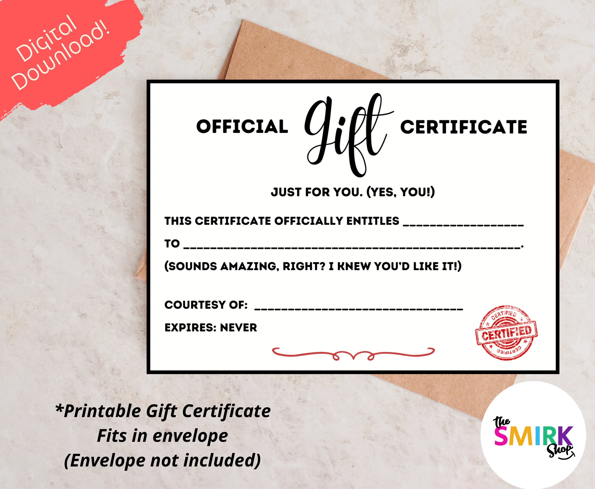 Printable Gift Certificate Printable Gift Card Printable Gift Idea Printable Gift Certificate Printable Gift Card Printable Gift Idea