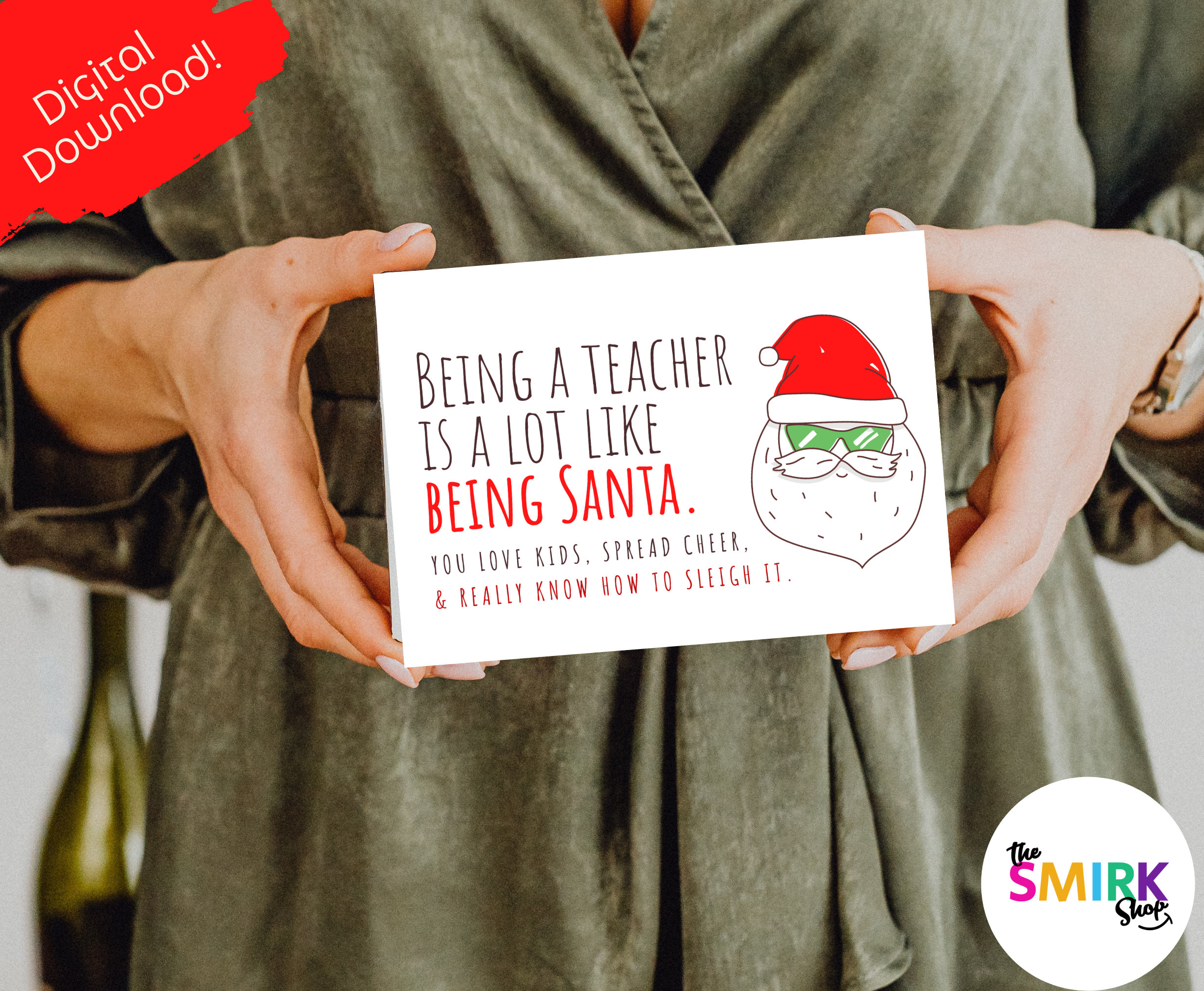 Printable Teacher Holiday Card Teacher Christmas Card - Etsy