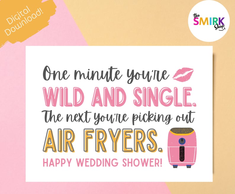 Printable Bridal Shower Card, Funny Friend Shower Card, Sarcastic ...