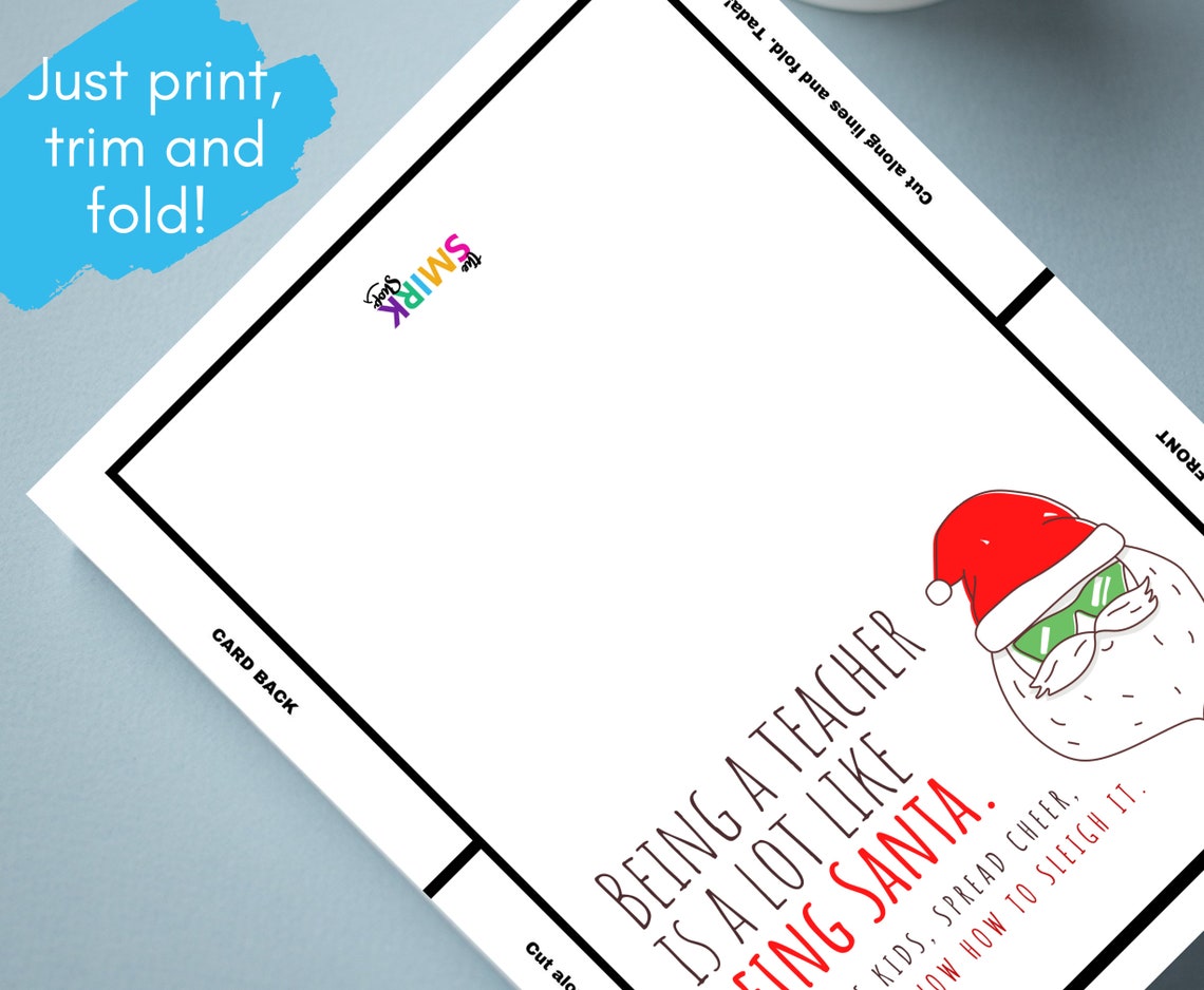 Printable Teacher Holiday Card Teacher Christmas Card - Etsy