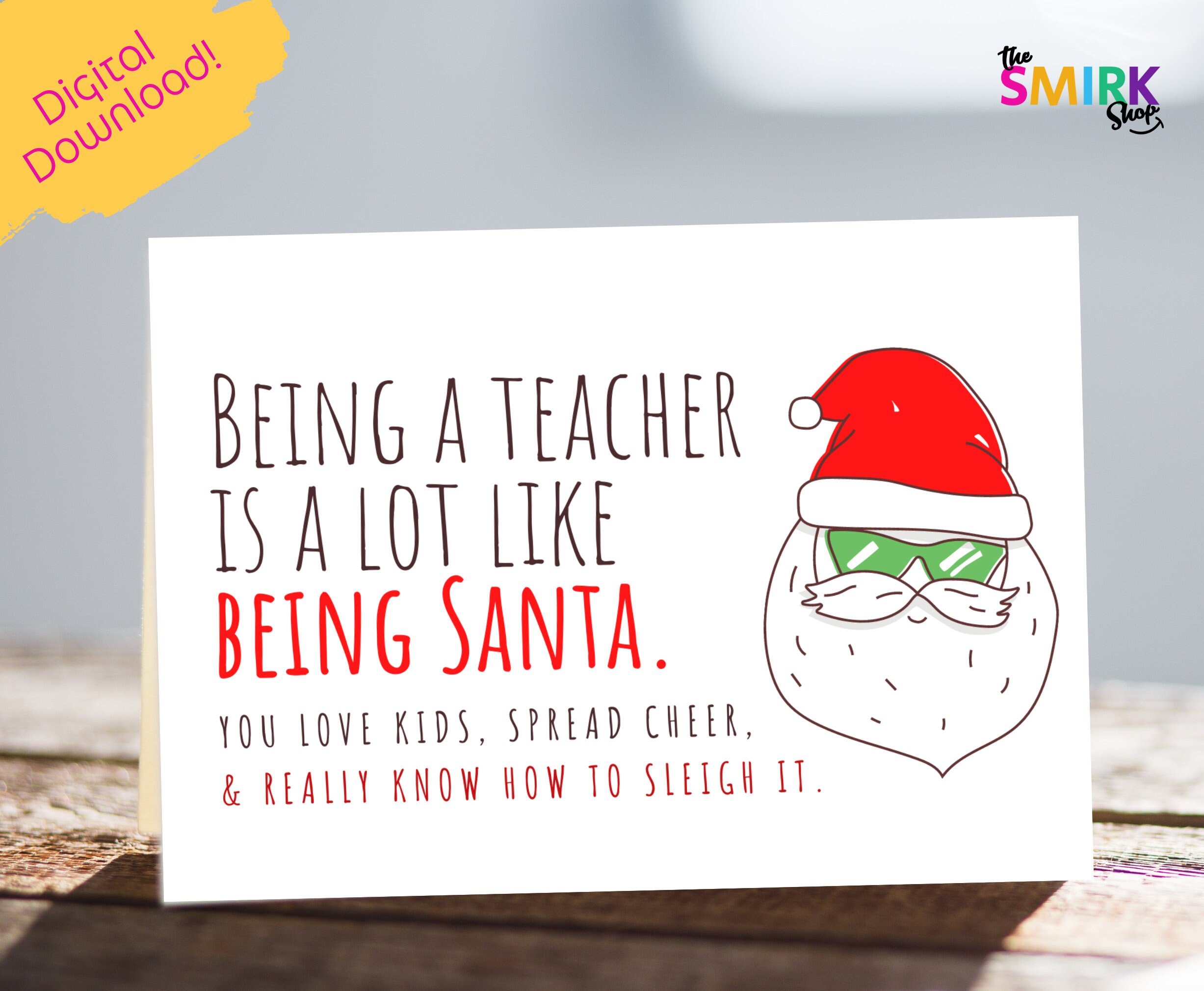 Printable Teacher Holiday Card Teacher Christmas Card - Etsy