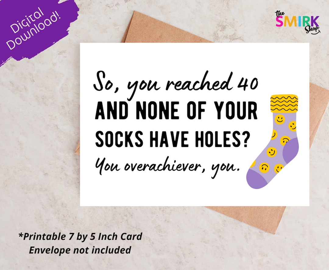 Funny 40th Birthday Card, Printable 40th Birthday Card, Funny Birthday ...