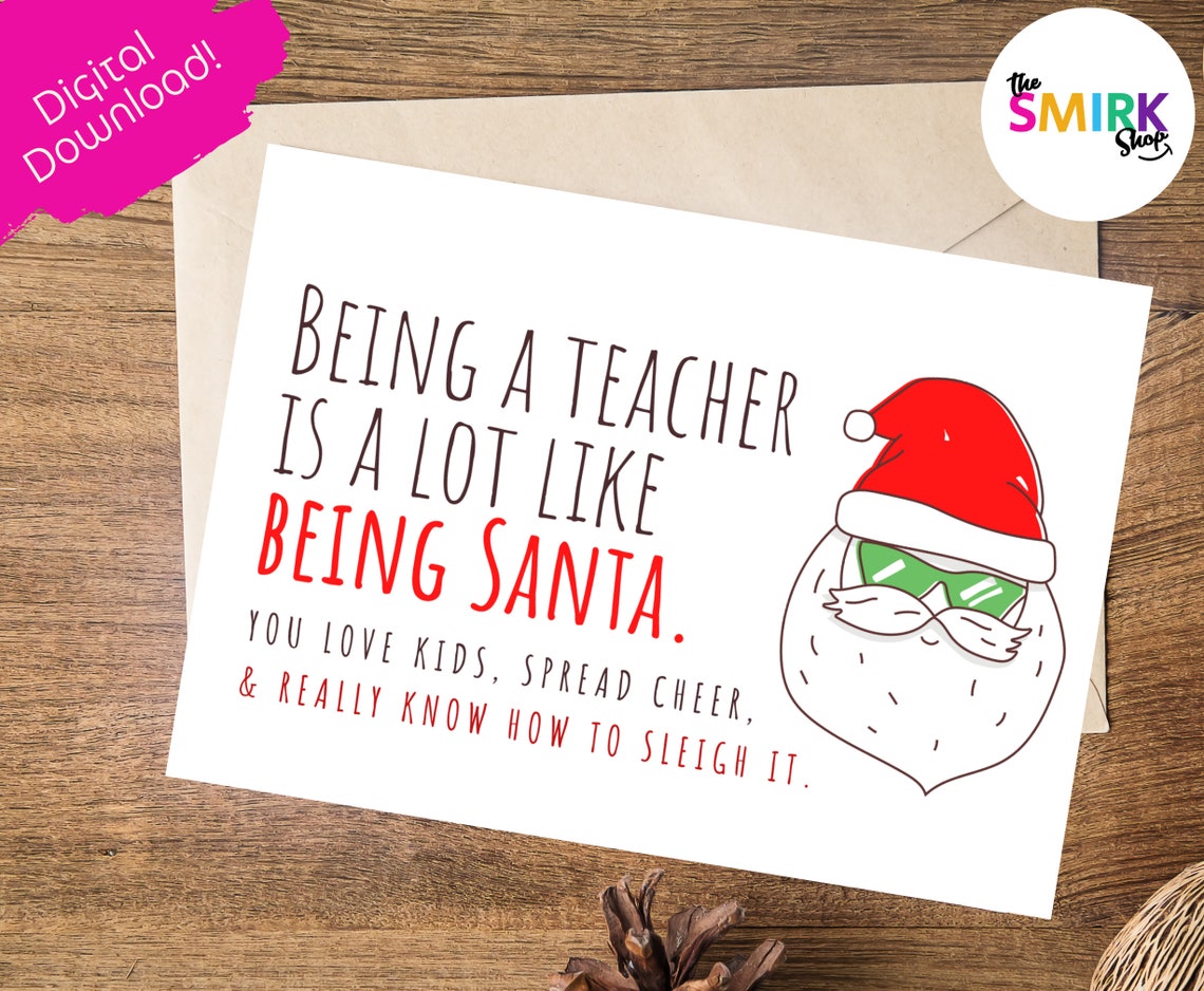 Printable Teacher Holiday Card Teacher Christmas Card | Etsy