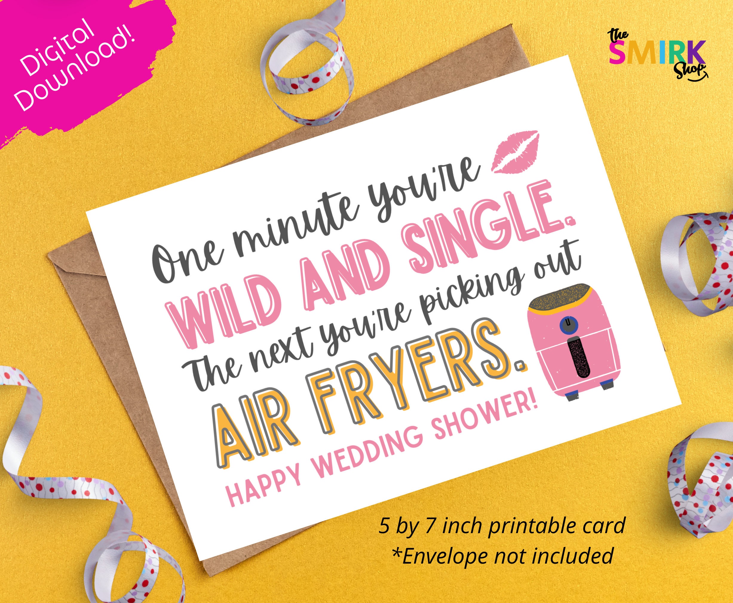 Printable Bridal Shower Card, Funny Friend Shower Card, Sarcastic ...