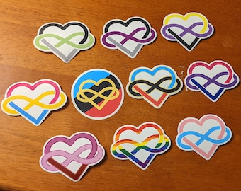 Polyamory Infinity Heart Vinyl Stickers