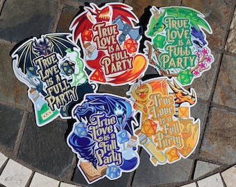 True Love is a Full Party Vinyl Stickers | Nerdy Game Master Gifts for RPG Gamers