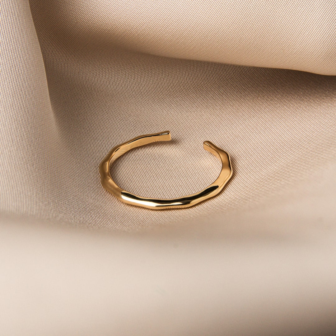 we took our beloved hand hammered band and made it... Adjustable Vermeil Gold Hand Hammered Ring, Unique Minimalist Stacking ...
