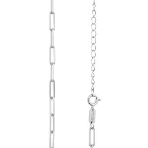 May include: A silver chain necklace featuring a rectangular link design. The necklace has a delicate chain with a lobster clasp closure and an adjustable chain. The brand name "DECALLA" is engraved on the clasp.