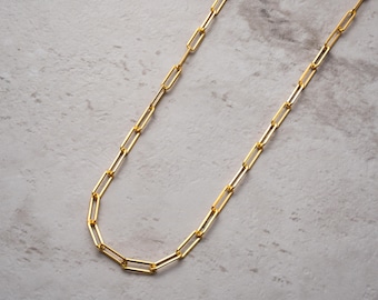 Paper Clip Necklace 18K Vermeil Layering Pendant, Minimalist Silver Necklace, Simple Jewelry Gift for Her