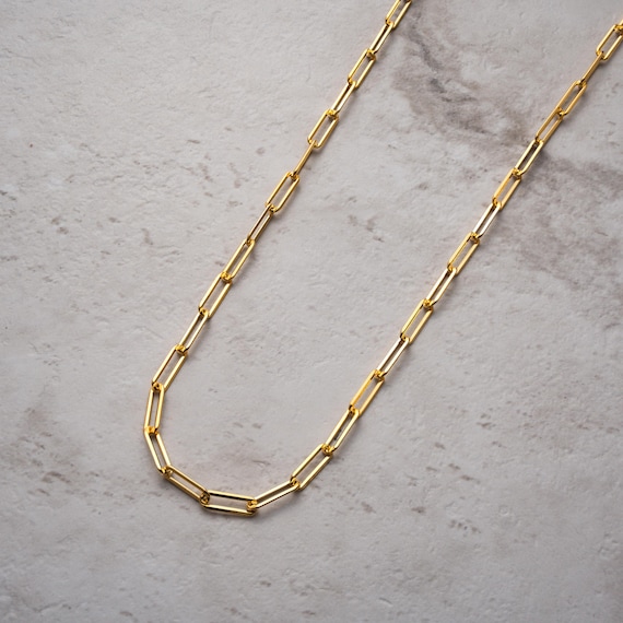 Paper Clip Necklace 18K Vermeil Layering Pendant, Minimalist Silver Necklace, Simple Jewelry Gift for Her
