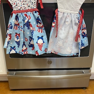Decorative Patriotic Gnome oven apron, Kitchen hanging towel
