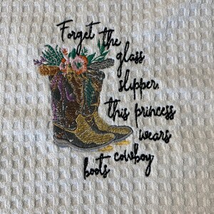Decorative, Embroidered, Cowgirl Boot, Dish Towel