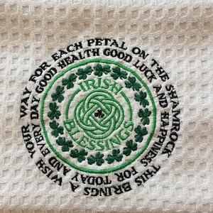 Decorative, Embroidered, Irish Blessing Dish Towel