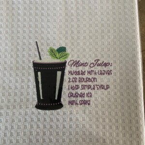 Decorative, Embroidered, Mint Julep, Dish Towel