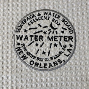 Decorative, Embroidered, New Orleans Themed, Water Meter, Dish Towel