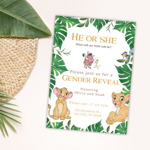 Lion King Gender Reveal Canva Invitation Template image 3