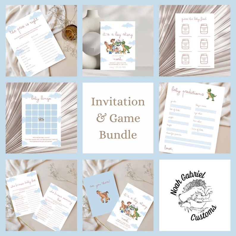 It’s a Boy Story Baby Shower Game and Canva Invitation Bundle - Etsy