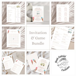 What&#39;s the Scoop Gender Reveal Canva Invitation and Game Bundle
