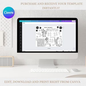 Monsters Inc. Birthday Party Activity and Coloring Sheet Canva Template image 4