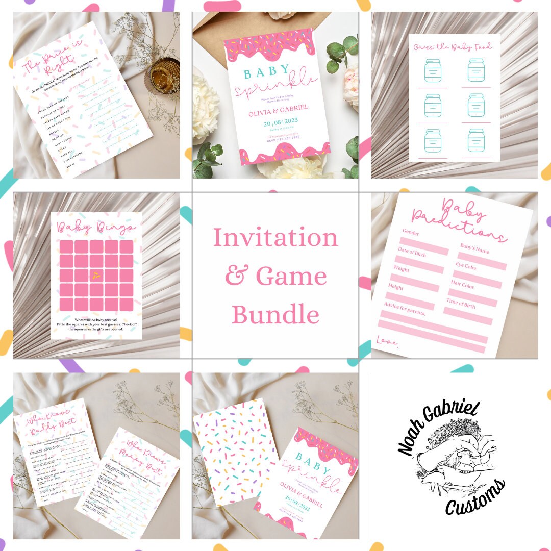 Baby Sprinkle Baby Shower Game and Canva Invitation Template Bundle Etsy