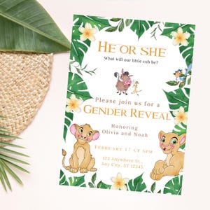 Lion King Gender Reveal Canva Invitation Template image 1
