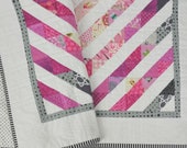 handmade baby quilt . half square triangle pattern . tummy time blanket . 34 x 34 . nursery decor