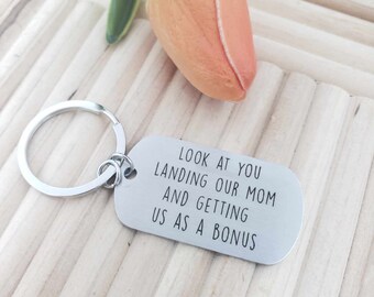 Step Dad Fathers Day Gifts, Bonus Dad Gift, Stepdad Gifts, Step Dad Keychain, Landing My Mom, Funny Step Dad Gifts, Bonus Dad Father’s Day