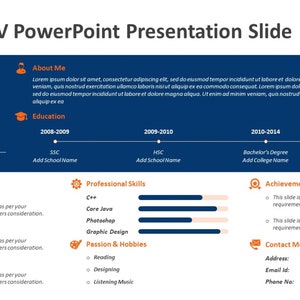 Personal CV Powerpoint Presentation Slide Etsy