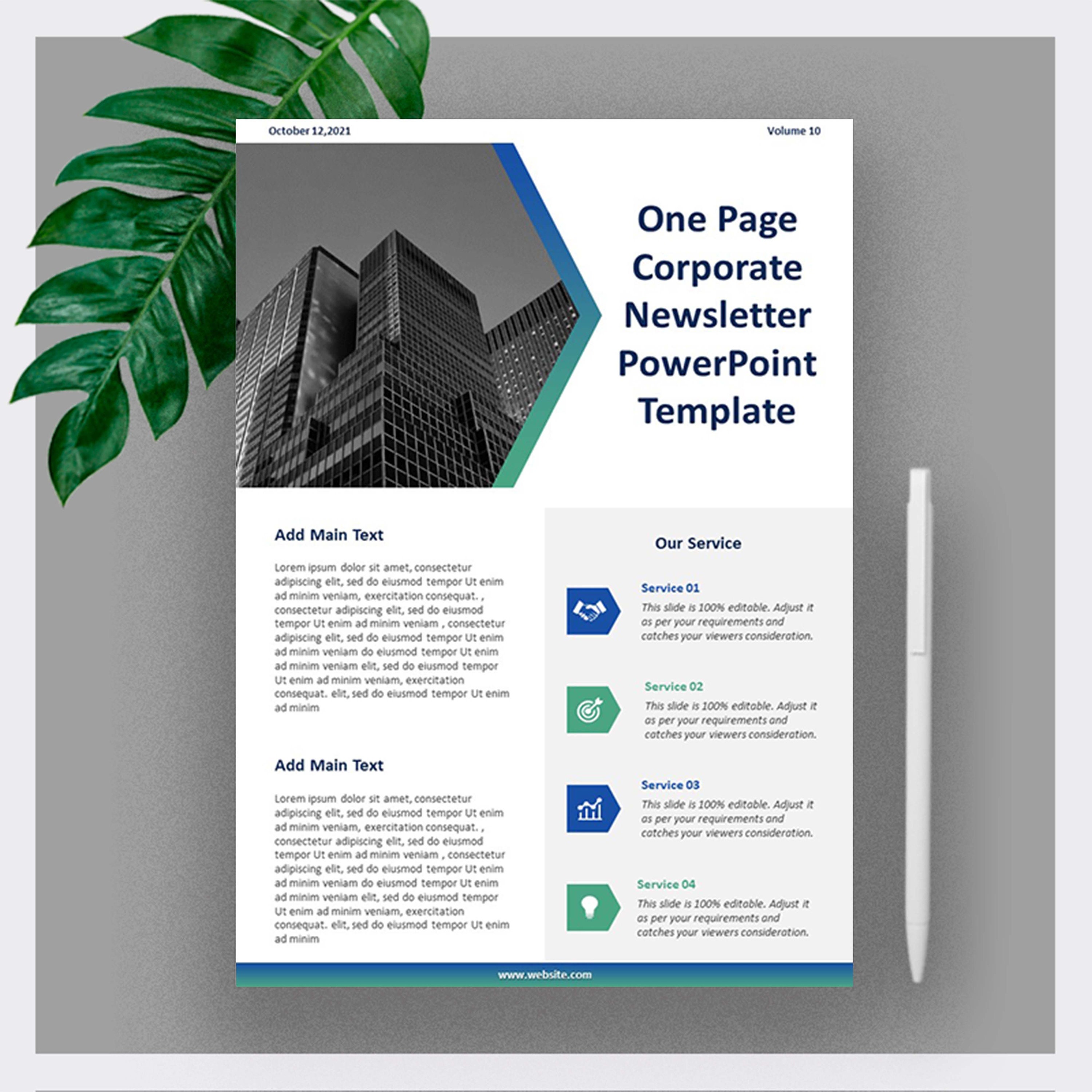 One Page Corporate Newsletter Powerpoint Template Etsy One Page Corporate Newsletter Powerpoint Template Etsy