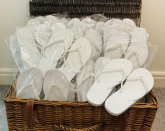 10,20,30,40,50 or 60 pairs white wedding flip flops | for wedding guests | dancing feet | party shoes | individually bagged | bride | bridal