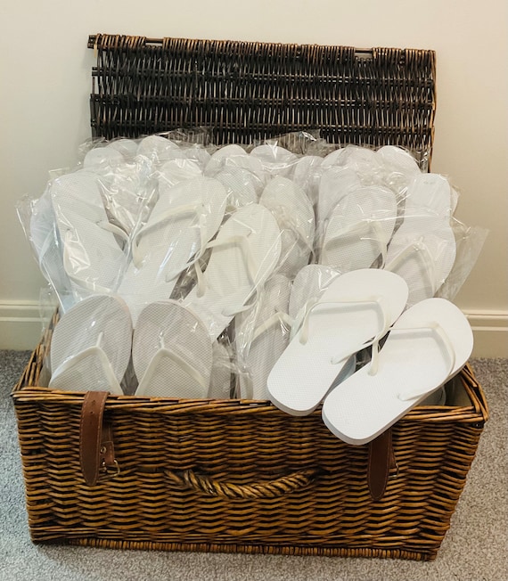 10, 20 or 30 Pairs of White Wedding Flip Flops for Wedding Guests