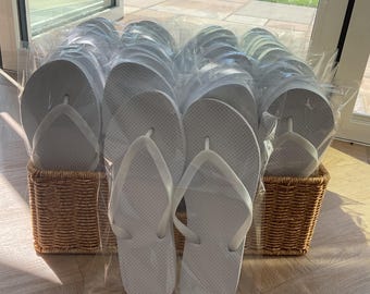Orca Wedding Guest Flip Flops White Wedding Flip Flops For Guests:  Individually Bagged Party