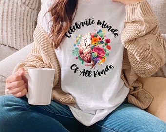 Autism Shirt For Mom of Autistic Child With Autism Awareness of ADHD and All Minds Matter TShirt Gift For ABA Therapist of Nuerodivergents