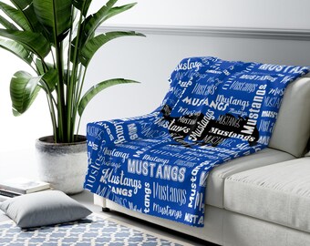 Mustangs Throw Blanket For Football Mustang Game Day Blanket Cozy Sherpa Plush Gameday Throw For Mustang Fan Gift For Mustang Fans