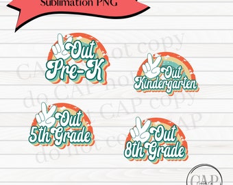 Peace Out Graduation Bundle PNG • Shirt for Kindergarten Graduation, Pre-K Graduation, 8th Grade, 5th grade, Retro Last Day of School Shirt