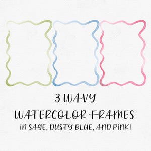 Wavy Watercolor Frame in Pink, Blue, and Green!