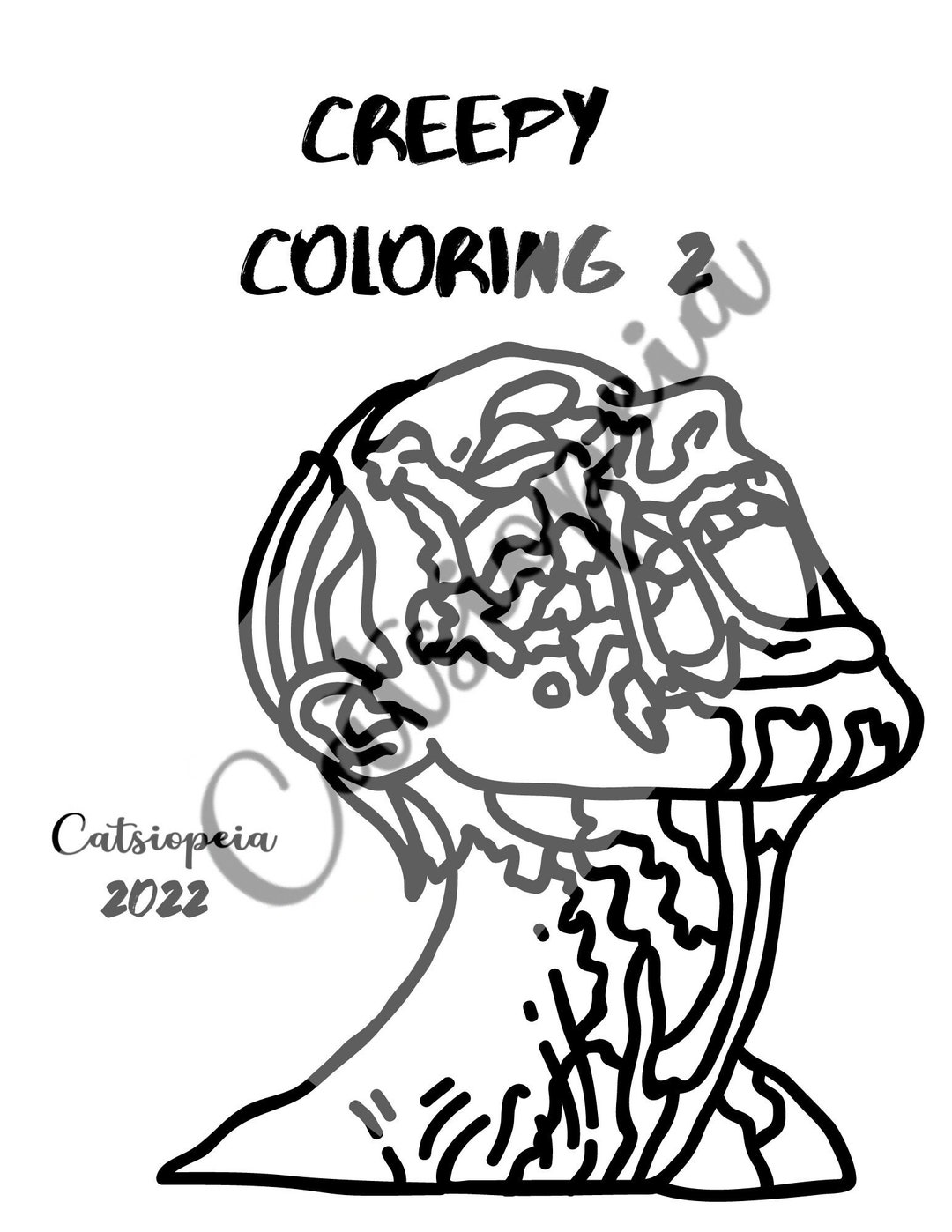 30 Pages Creepy Coloring Book 2, Spooky Coloring Book, Horror Coloring