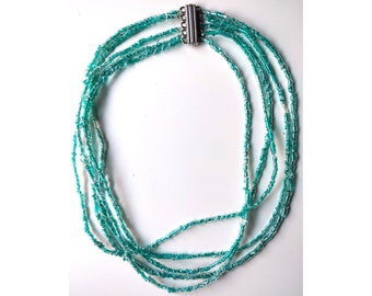 Turquoise Plastic Bottles Necklace, Recycling Jewelry, Sustainable, Refacto Jewelry